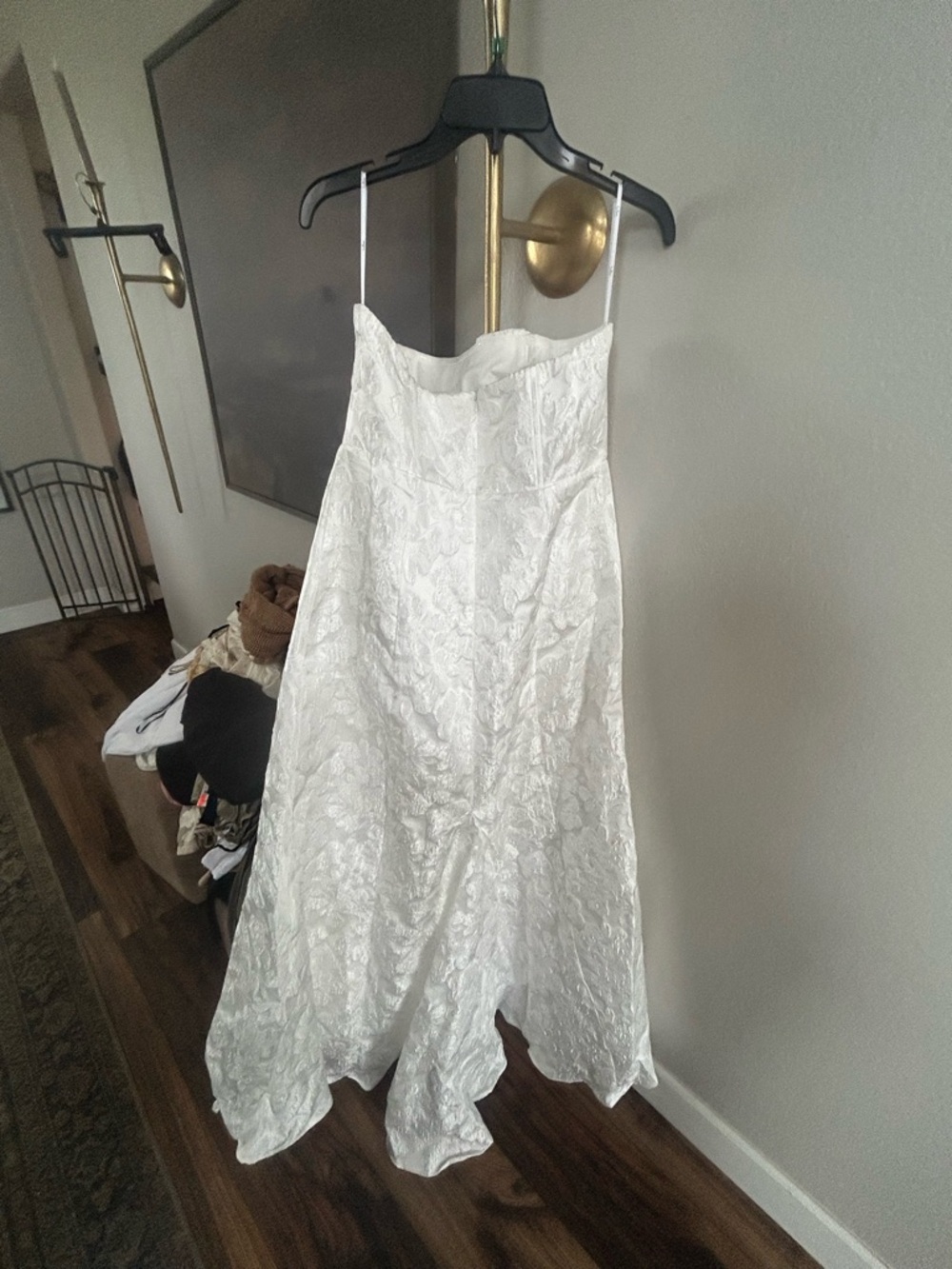 NWT Lulus Tressa White Floral Jacquard Strapless Maxi Dress - Picture 13 of 13